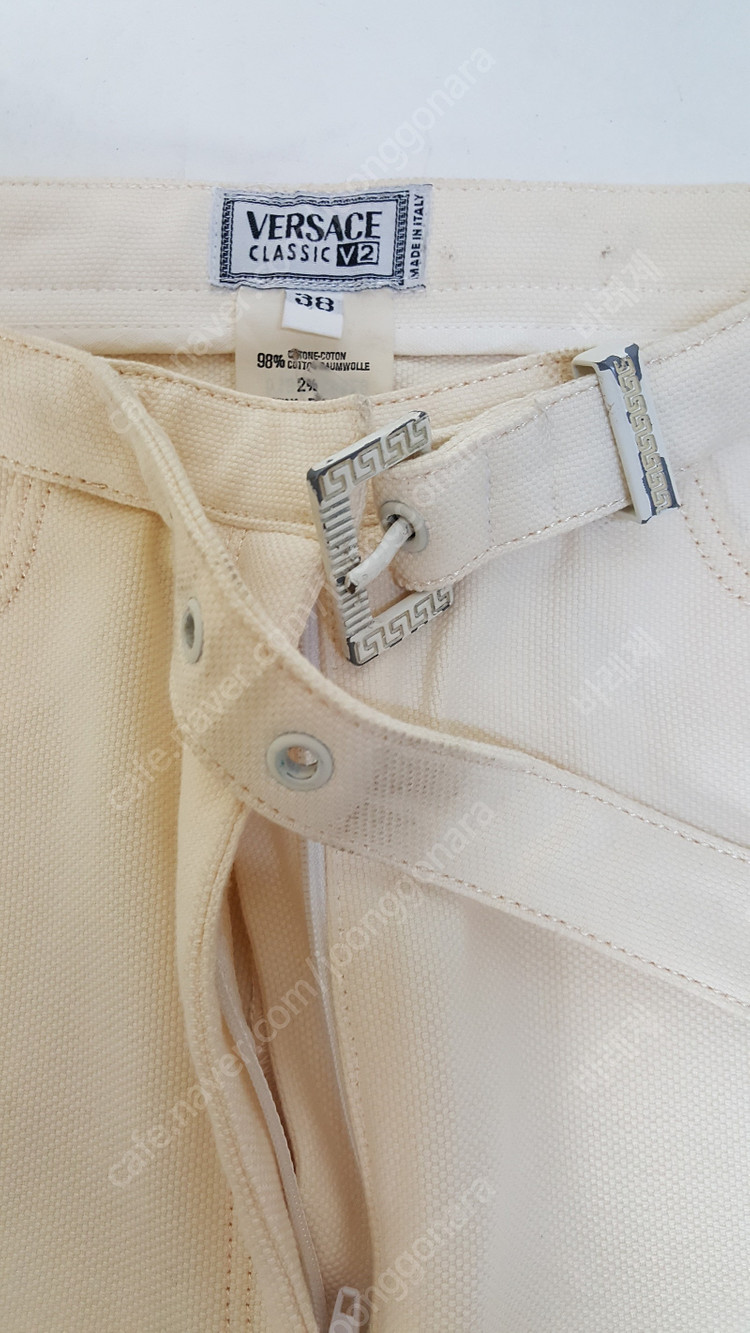 베르사체 아이보리색 면 스판 여성 바지 정품 베르사체V2클래식 이미지