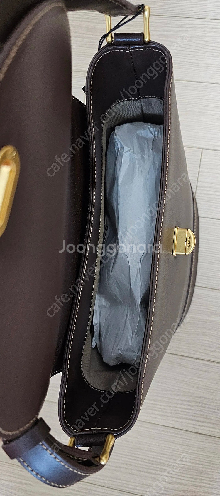 드메리엘 클래식 버킷백 미디움 초코브라운 새상품--5