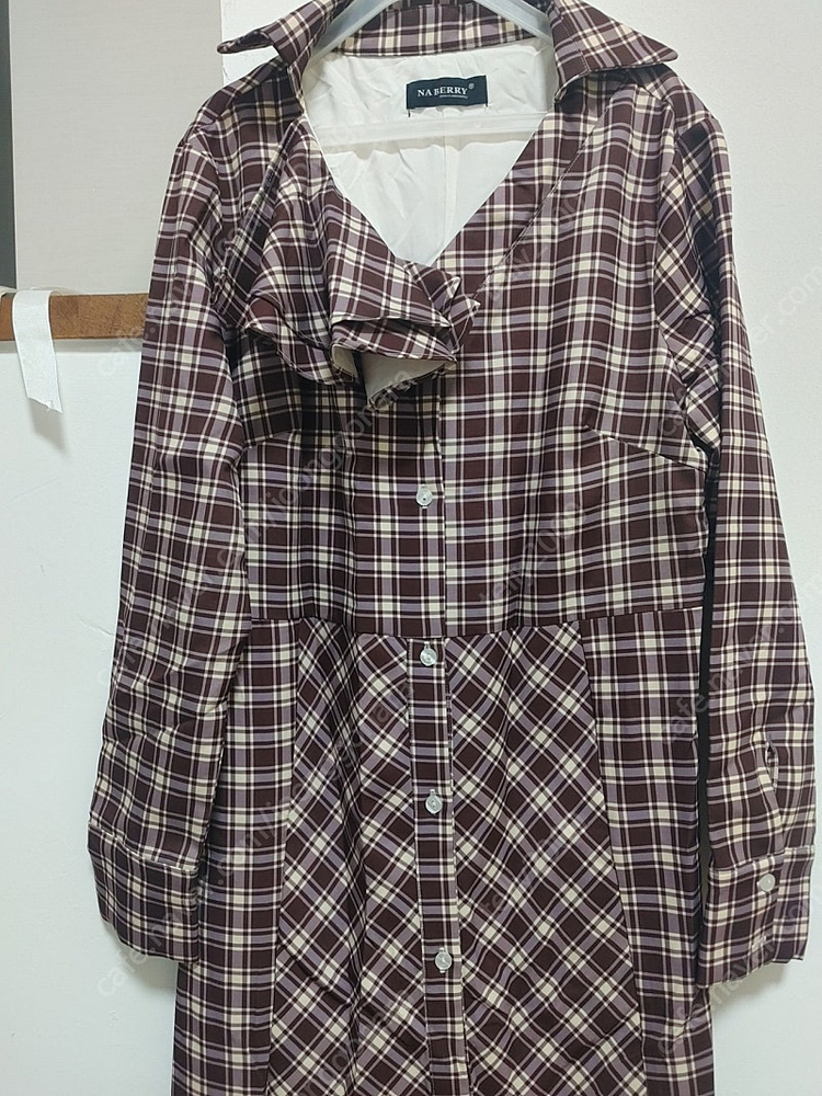 재킷형 체크 플레어 롱원피스 새거 이미지