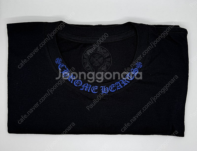 크롬하츠 블랙 반팔 포켓 크루 블루 로고 2XL (신상...--0