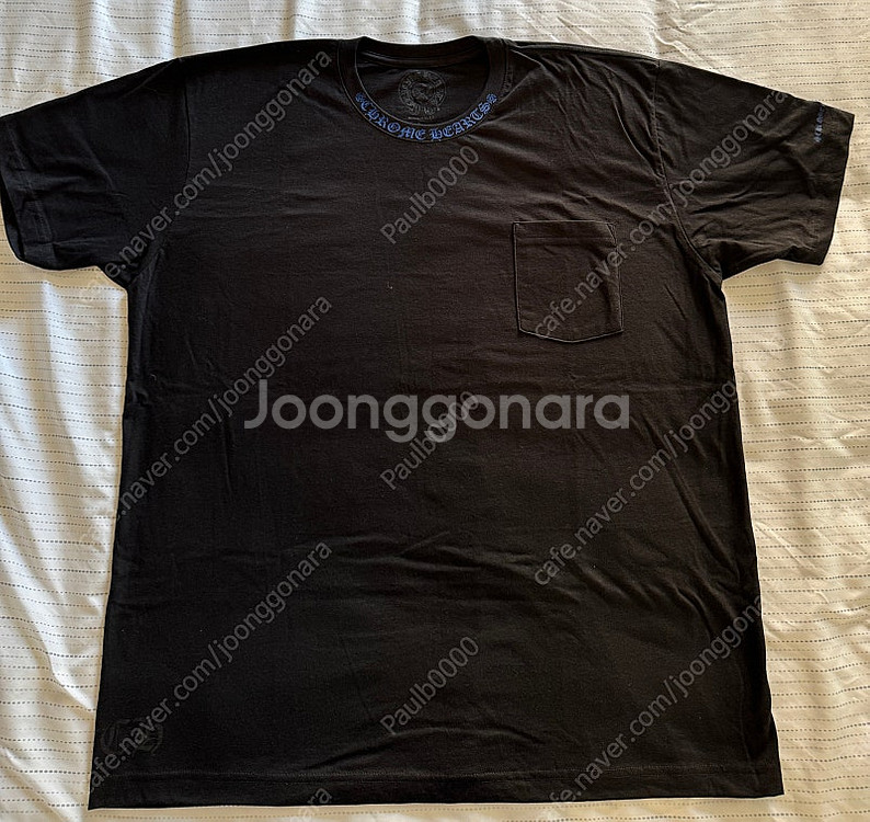 크롬하츠 블랙 반팔 포켓 크루 블루 로고 2XL (신상...--1