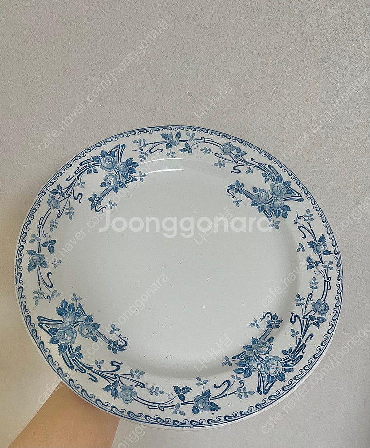 프렌치 앤틱 보흐로사 블루 디너 플레이트 접시--1
