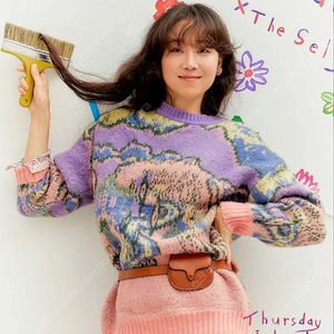 가격인하>새상품) 공효진 써스데이아일랜드 x토드셀비 연보라 니트 S