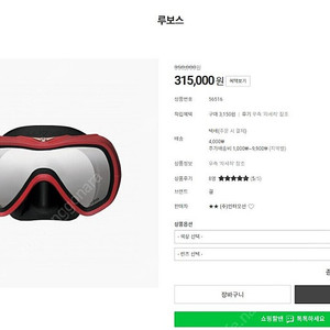 걸 루보스 스쿠버 마스크 새상품(파우치 포함)