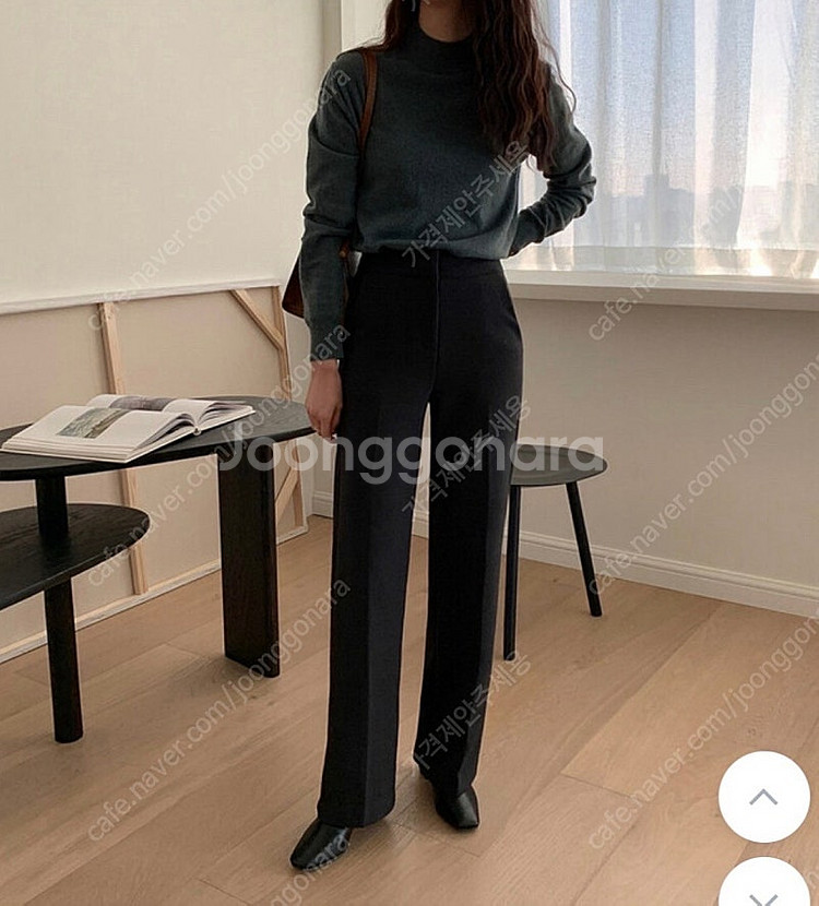 기모 일자 슬랙스 블랙, 차콜--0