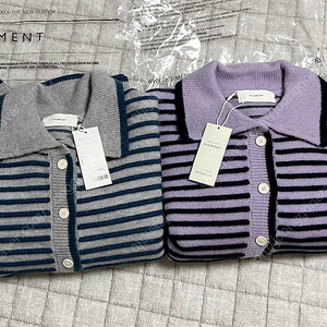 피그먼트 모헤어 볼록 스트라이프 가디건 새상품 두툼한 가디건