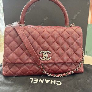 샤넬 코코핸들 미디움 버건디 캐비어 빈티지 토트백