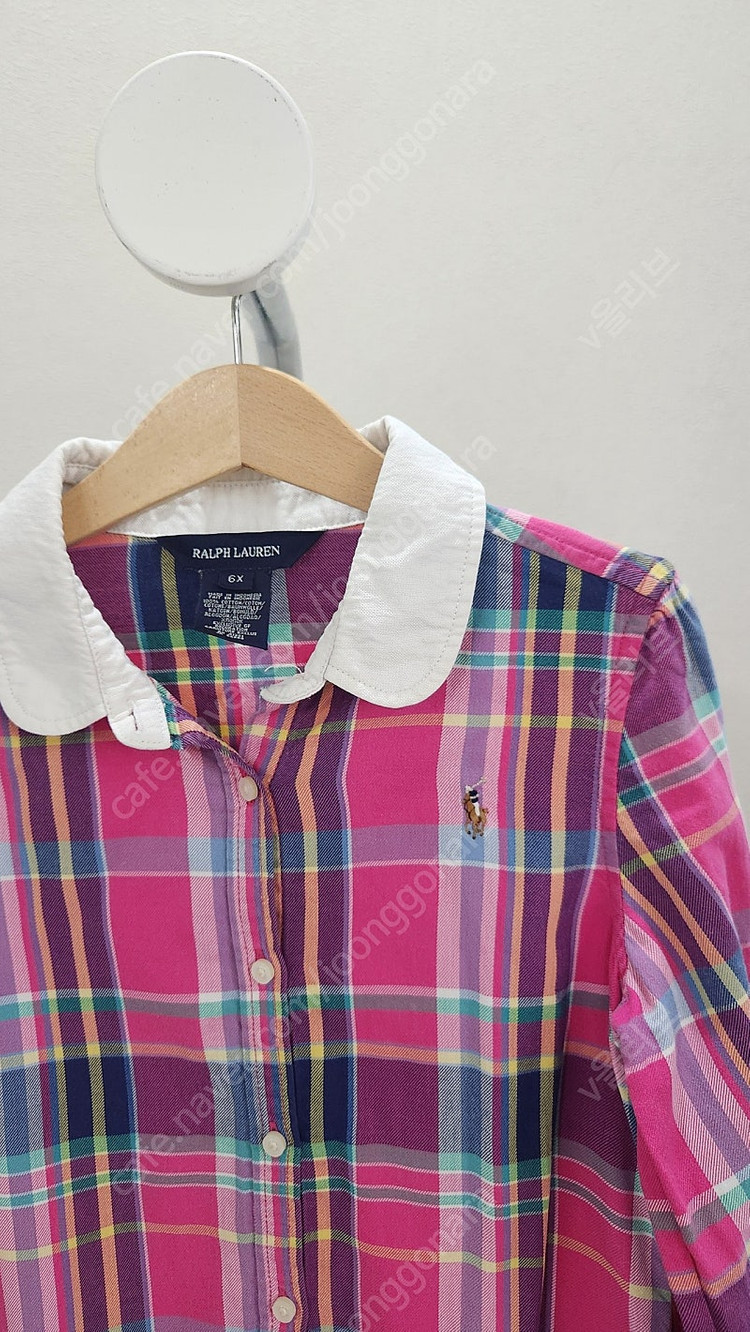 폴로 랄프로렌 키즈 체크 셔츠 원피스 6X--1