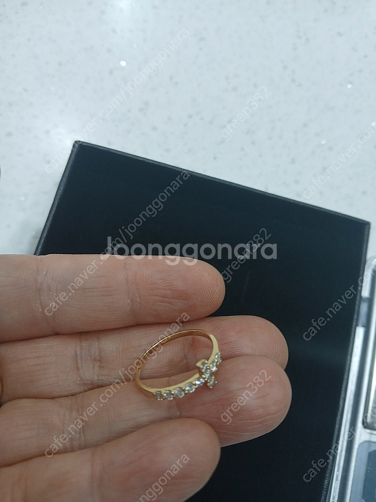 14k 크로스 큐빅 반지--1