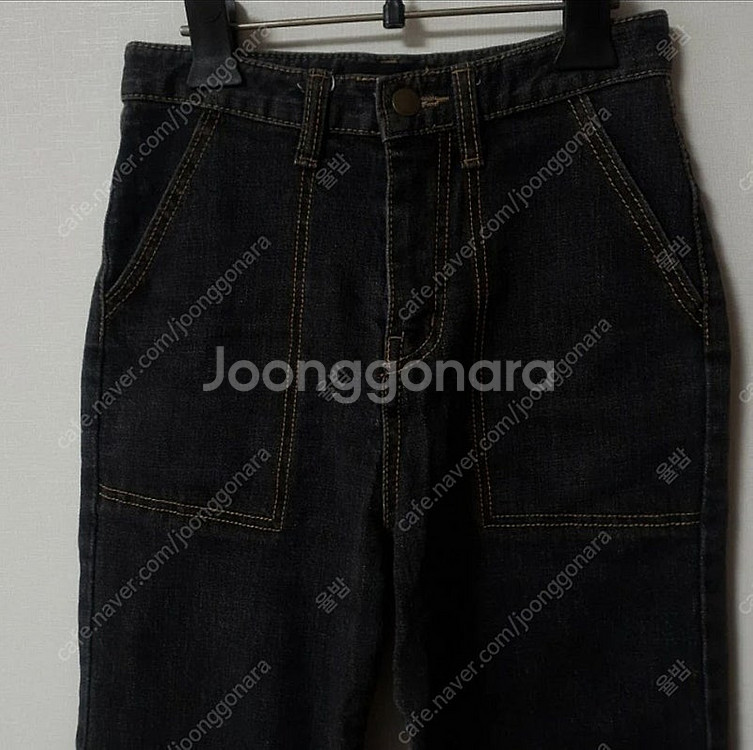 럽미 흑청 데님 기모 와이드 팬츠 바지 S 스티치 / ...--4