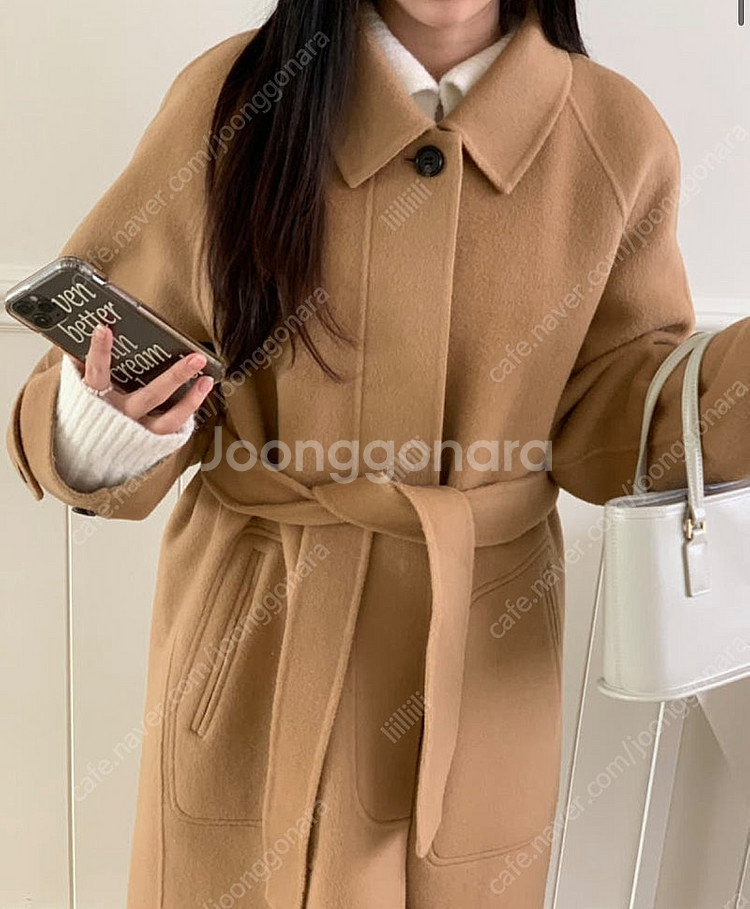 르아느 제작 키작녀 핸드메이드코트 카멜 착샷잇음--0