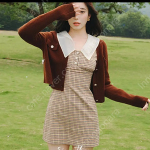 S사이즈) 신스덴 브라운 체크 카라 미니원피스 봄가을원피스 플로움더티스서쿠키플레따프레클오앨모어댄라이크카인더베이비오버듀플레어