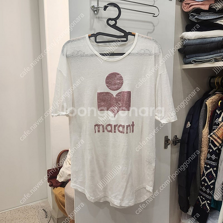 이자벨마랑 콜디 핑크 로고 린넨 티셔츠 M 정품--1