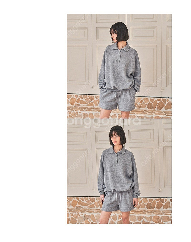 [새 제품]반원아틀리에 하울 칼라 스웨트 셋업 그레이--5