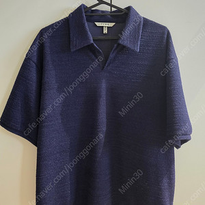 타임 옴므 25FW 테리 조니 칼라 하프 슬리브 티셔츠 네이비 [100]