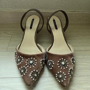 (미착용) 자라 벨벳 슬링백