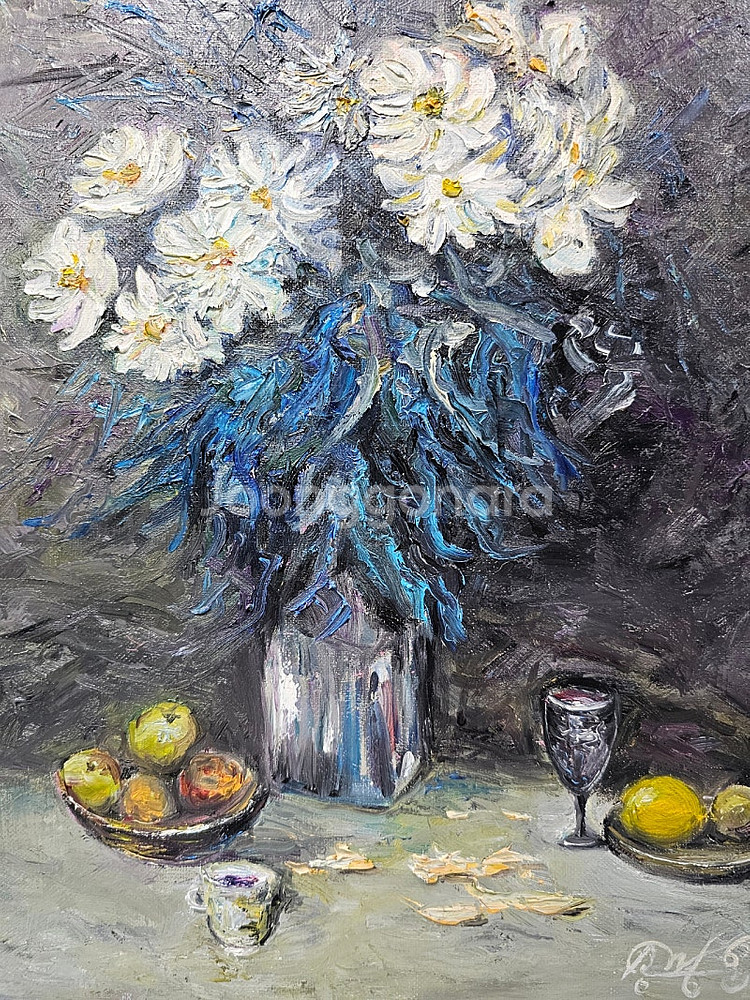 (원화) 6호 캔버스 유화그림 화병속과과일 그림 서양화--2