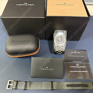해밀턴 익스페디션 37mm, 미사용(정품 브레이슬릿+정품 나토 스트랩)