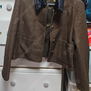 오브제 베카배색자켓 브라운