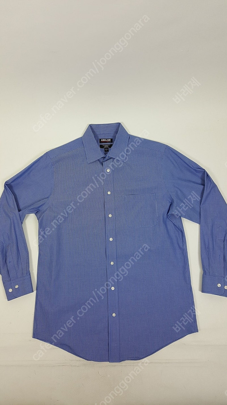커클랜드 파랑색 눈금무늬 면 남성 셔츠 이미지