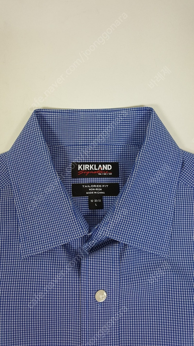 커클랜드 파랑색 눈금무늬 면 남성 셔츠 이미지