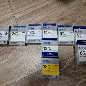 엡손 라벨 테이프 카트리지 정품 새제품 팝니다. ST36K, SS6K, SS18K, SC12Y등 총9개 택포 65000원 대박할인