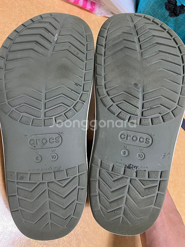 크록스 바야밴드 클로그 아미그린/코블스톤 (M8/W10) & 지비츠 2--5