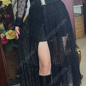 자라 씨쓰루 망사 튤 롱튜닉 원피스 드레스