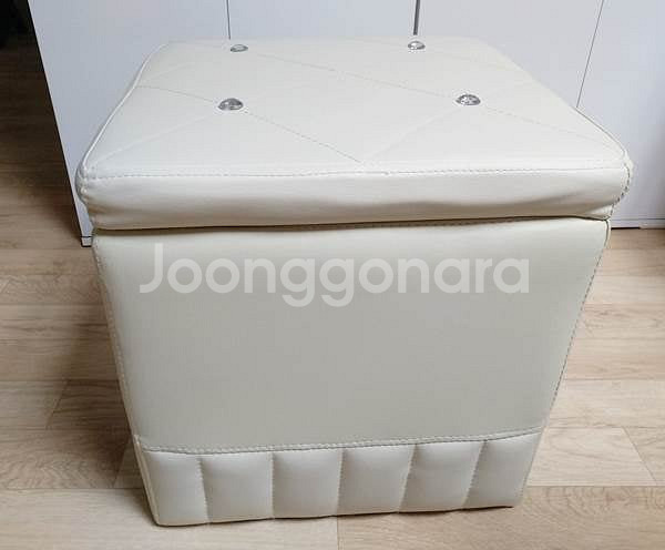넓은 수납 스툴 의자 수납되는 화장대의자(아이보리)--0