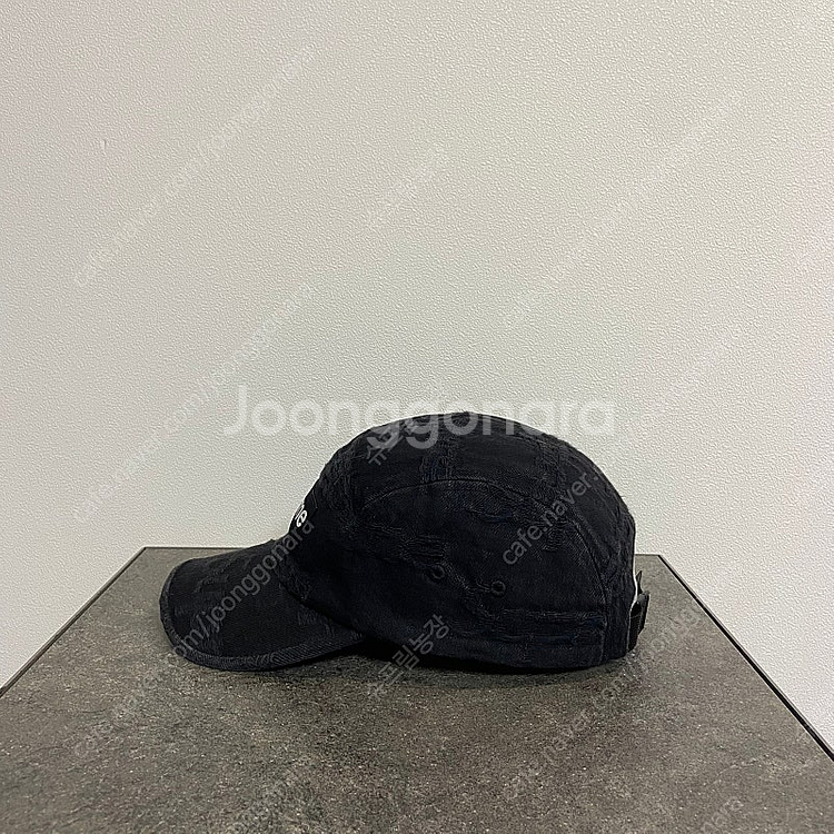 슈프림 프레이드 워시드 데님 블랙 박스로고 캠프캡 모자--1