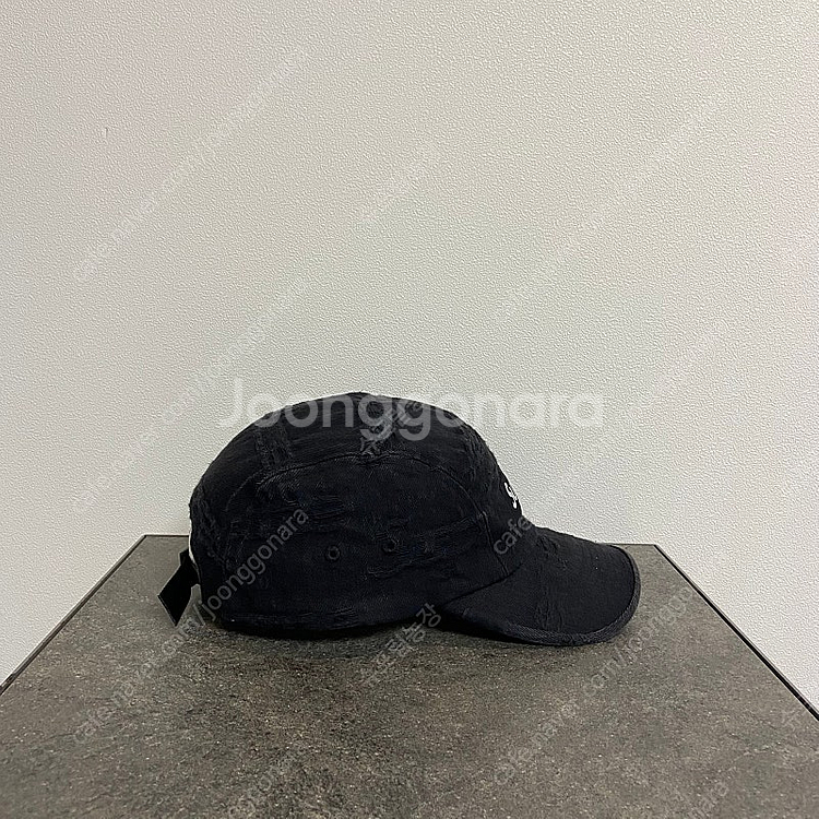 슈프림 프레이드 워시드 데님 블랙 박스로고 캠프캡 모자--2