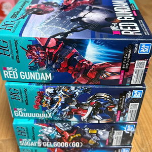 반다이 hg 붉은 건담+지쿠악스+수가이즈 겔구그+라이트타입 건캐논(일괄)