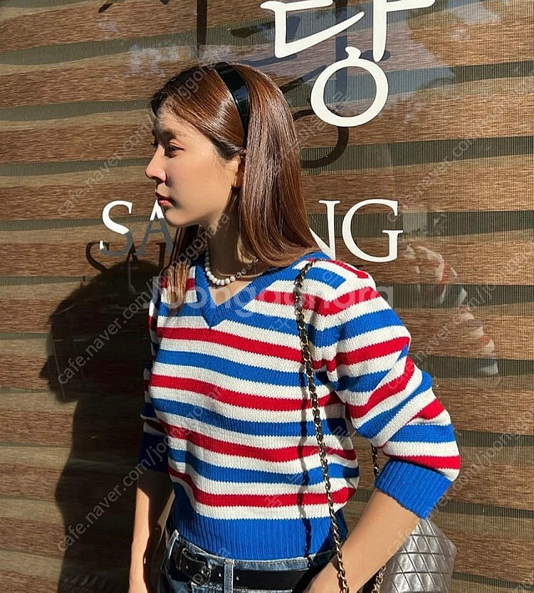 함연지 장희진 착용 포니테일 스트라이프 니트--0