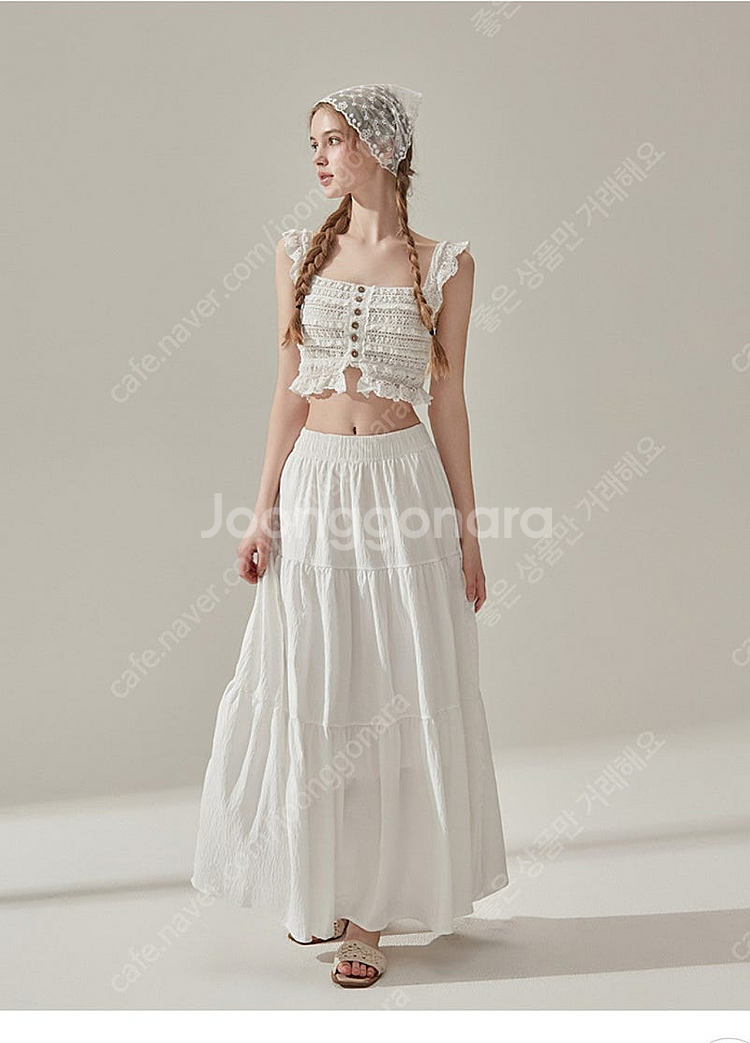 (미개봉택새상품/휴양지추천)비키니벤더 레이스 버튼 슬리브리스 탑--4