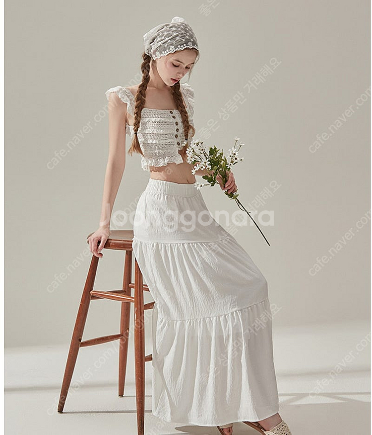 (미개봉택새상품/휴양지추천)비키니벤더 레이스 버튼 슬리브리스 탑--6