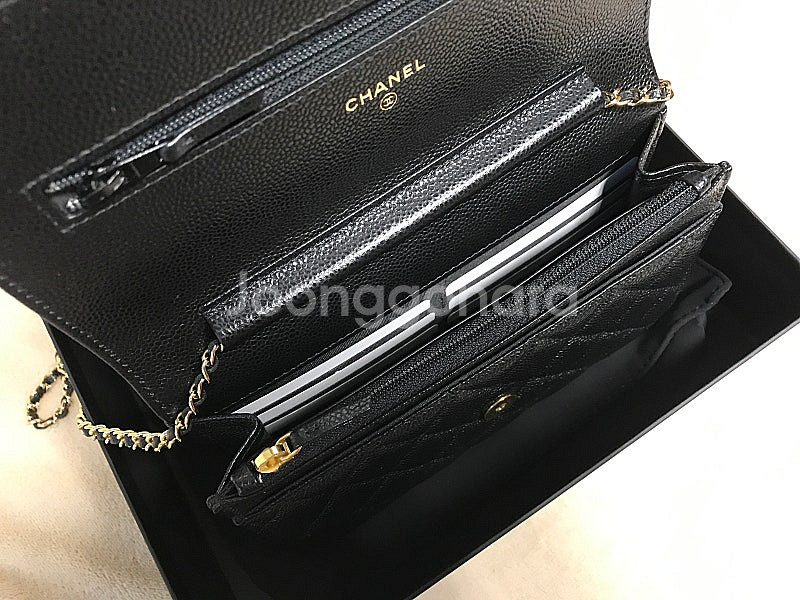 샤넬 미스코코 woc 블랙 캐비어 금장 AP2298--5