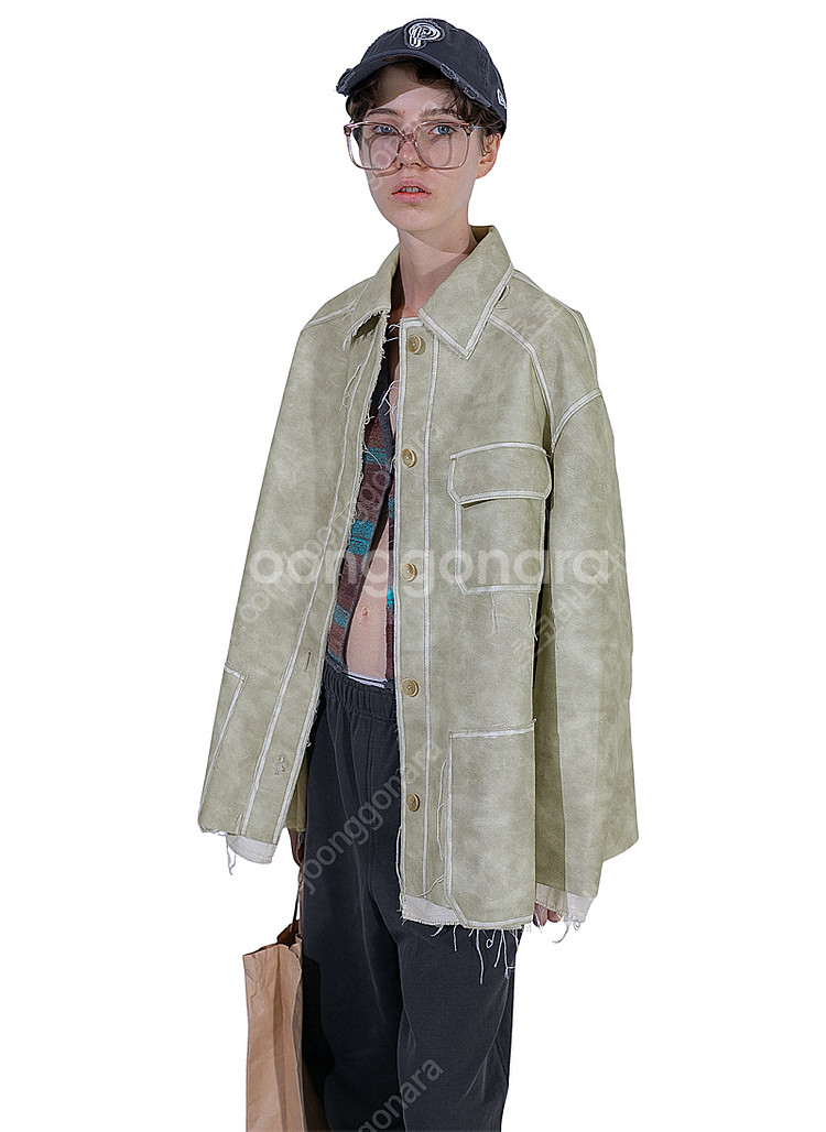 퍼버즈 25ss 워시드 레더자켓--0