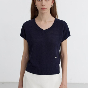 (새상품) 던스트/ SUMMER LINEN V-NECK KNIT NAVY/ M사이즈