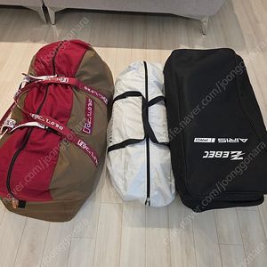 텐트, 타프, 매트 일괄 판매(안나한 330 버건디, 세컨드스텝 하비타프, 제백 에어매트 260, 팩가방) 이미지