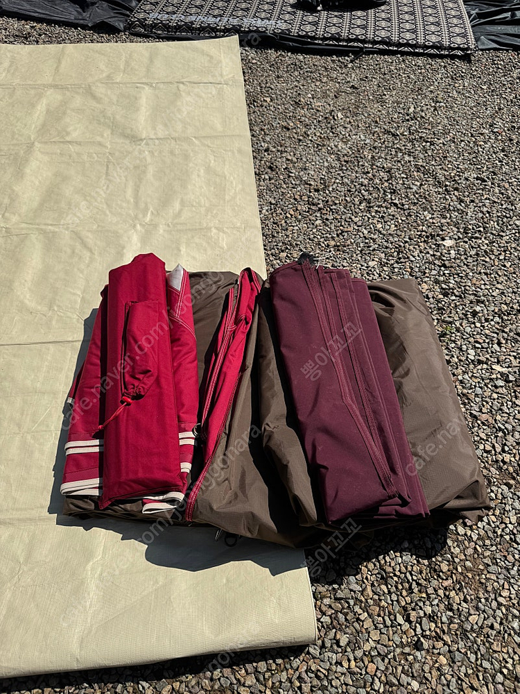 텐트, 타프, 매트 일괄 판매(안나한 330 버건디, 세컨드스텝 하비타프, 제백 에어매트 260, 팩가방) 이미지