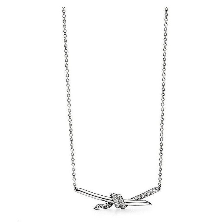 티파니 노트 하프 다이아 목걸이 (화이트골드)--0