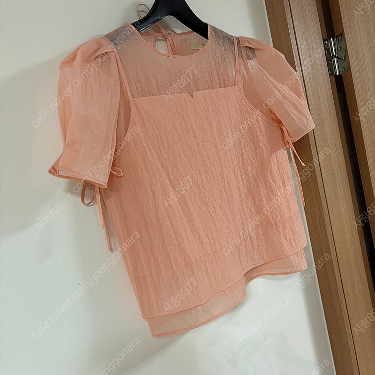 플로움 블루밍 시스루 블라우스 뷔스티에 세트 하객룩 결혼식 출근룩 벌룬--4