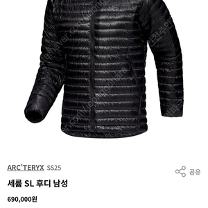 아크테릭스 세륨 SL 후디 남성 새상품 1000필 파워
