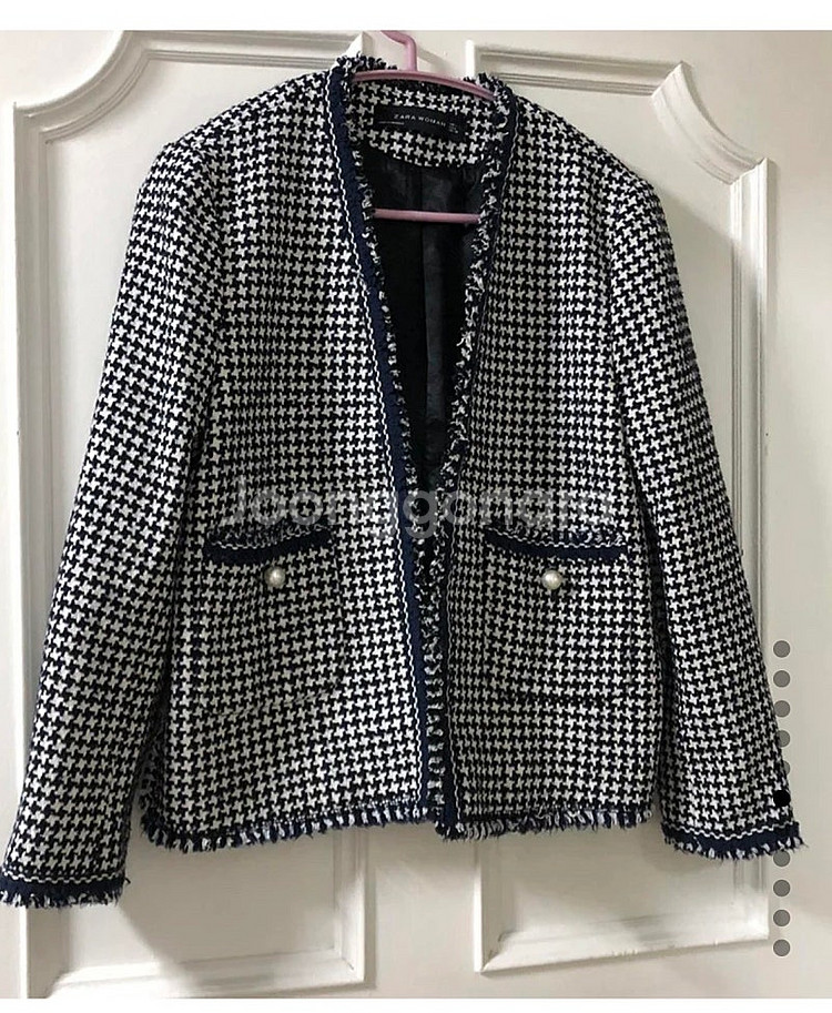 ZARA 자라 노카라 트위드 자켓 5566--0