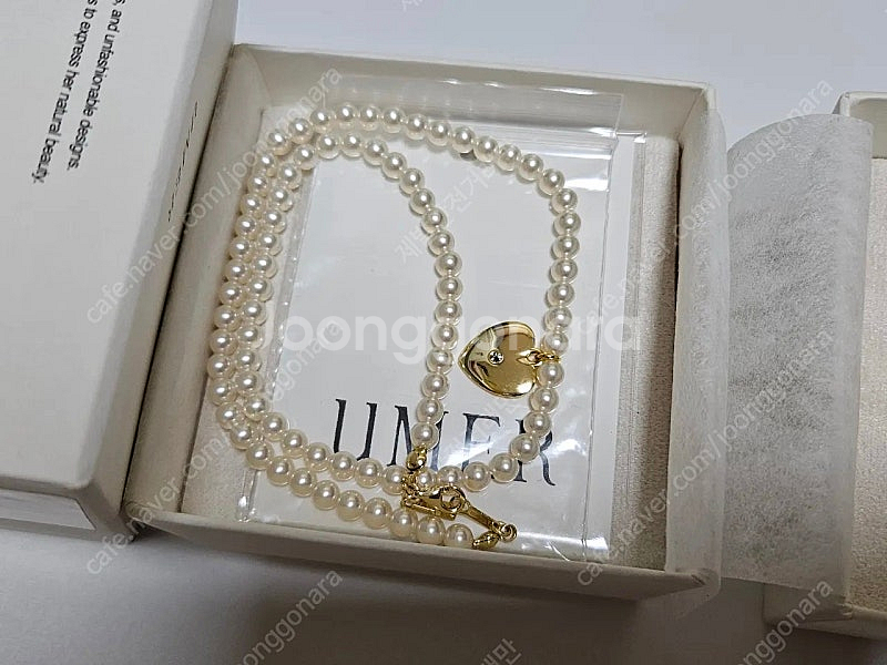 유메르 하트 펄 네크리스 새상품 택포--0