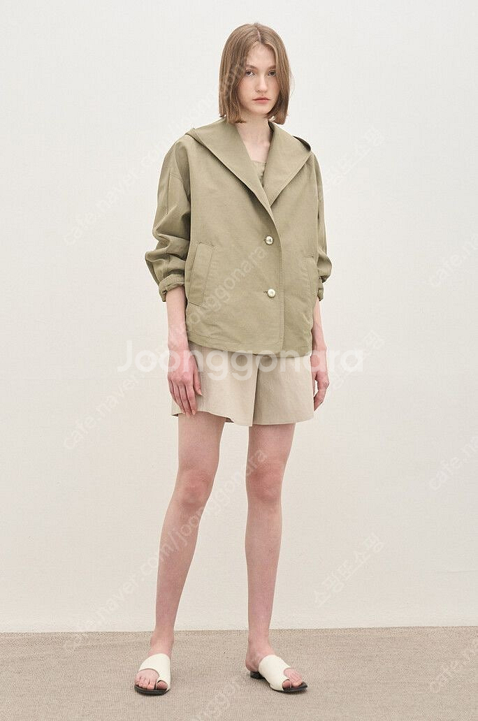 (새상품) 한섬 더캐시미어 린넨 블렌드 후드 점퍼 CM2E3WOT139WP1--0