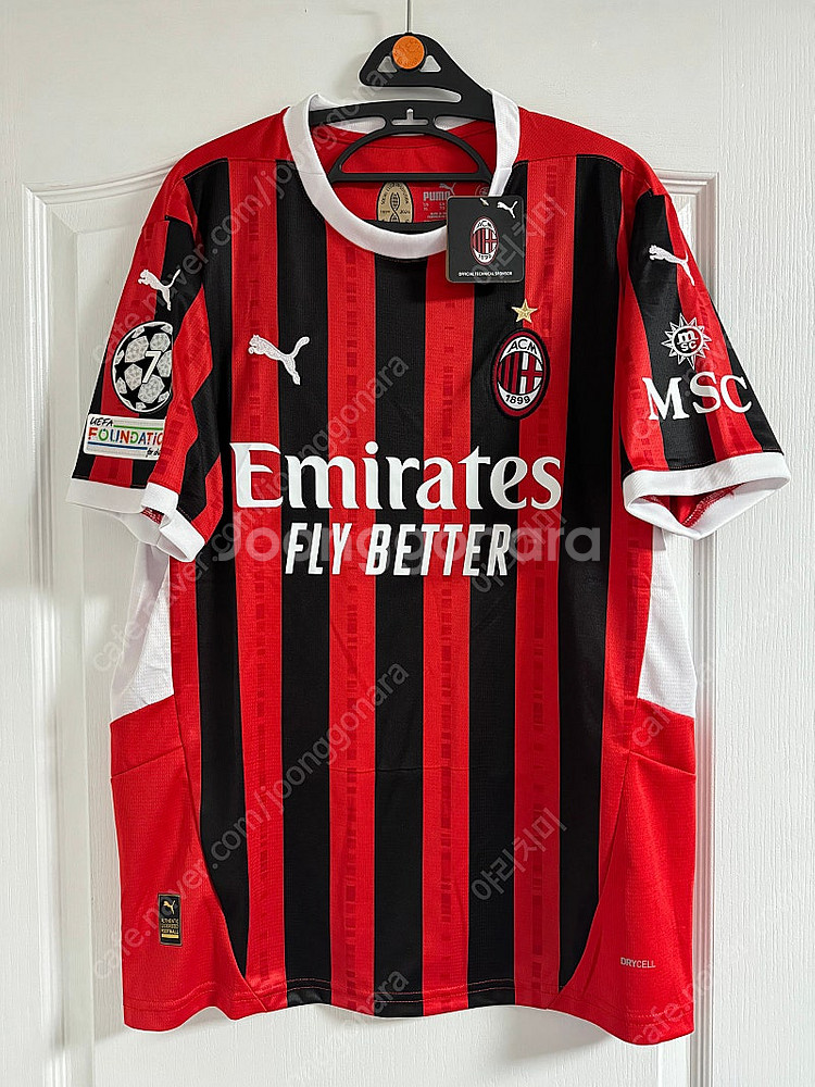 2024-25 AC 밀란 홈 반팔 알바로 모라타 챔피언스 리그 풀마킹 저지 유니폼 / XL--1