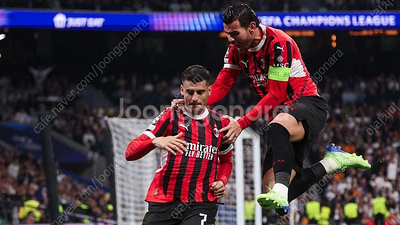 2024-25 AC 밀란 홈 반팔 알바로 모라타 챔피언스 리그 풀마킹 저지 유니폼 / XL--4