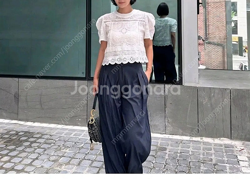 더브리 스퀘어 레이스 블라우스 - 화이트,블랙--3