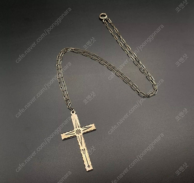 빈티지 나바호 인디언 애로우즈 십자가 크로스 실버 목걸이--1